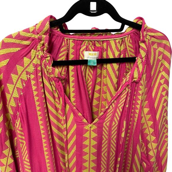 Anthropologie Maeve Dominique Dress Pink Chartreuse Embroidered Plus Size 2X - Picture 5 of 8